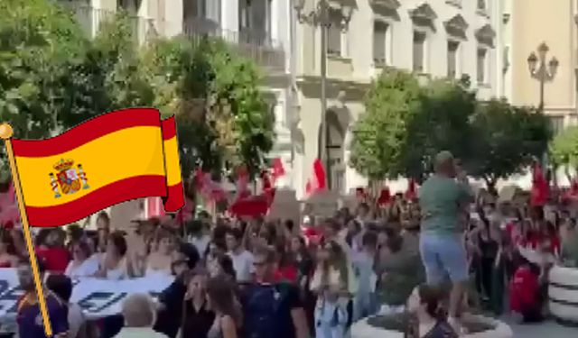 İspanya'da İsrail eylemi! Binler sokağa döküldü!